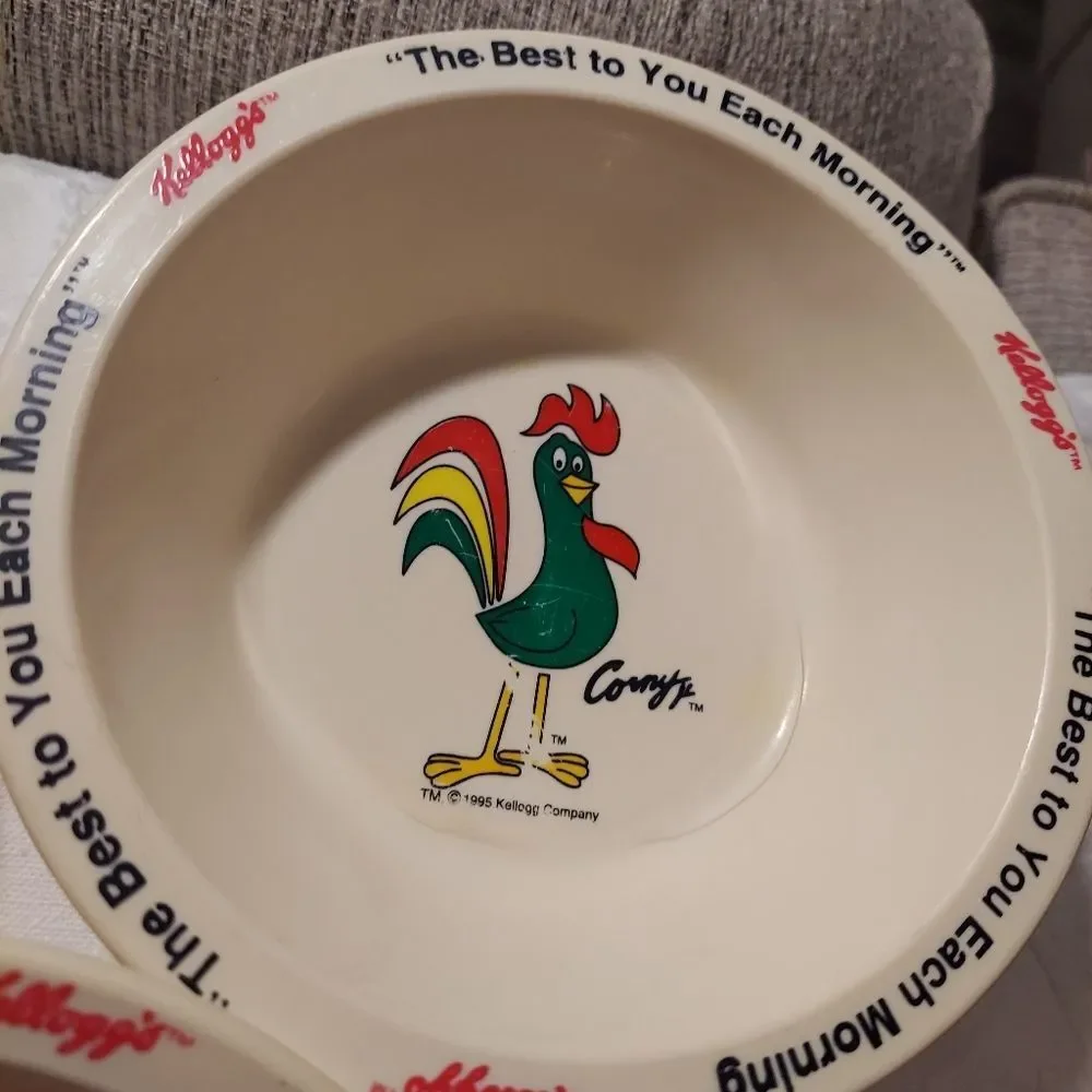 Vintage 1995 Kellogg's Cereal Bowls, Retro Plastic Bowls Corn Flakes Rice Krispy
